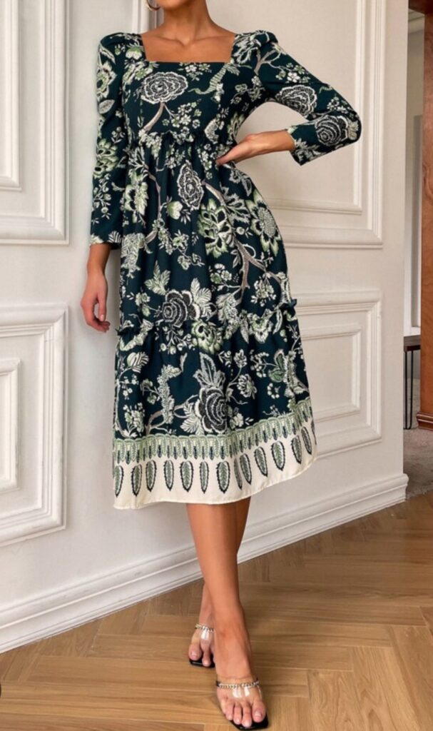 Women's Floral Print Pleated Dress