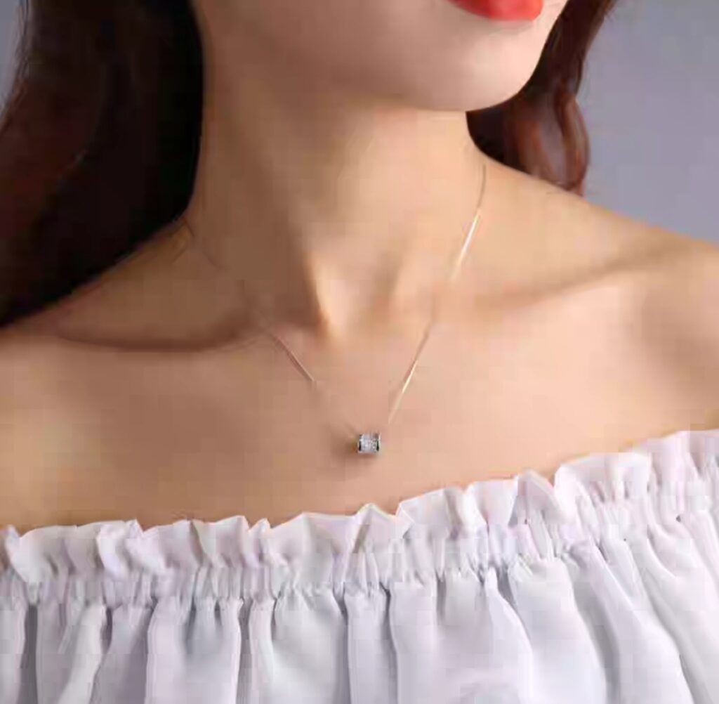 Women's Silver Cylindrical Pendant Necklace