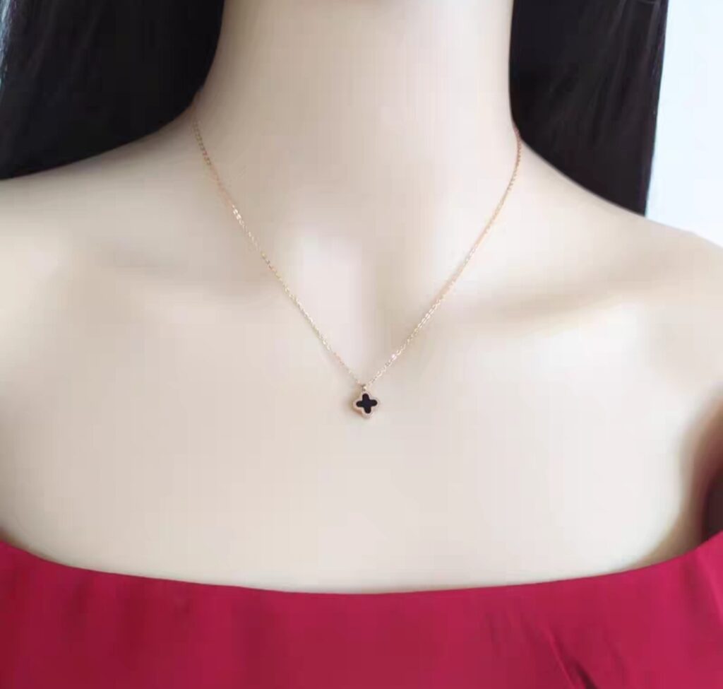 Women's Black Clover Pendant Necklace