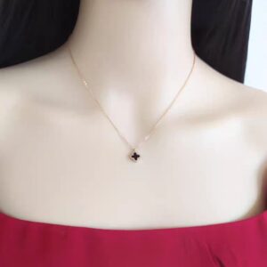 Women's Black Clover Pendant Necklace