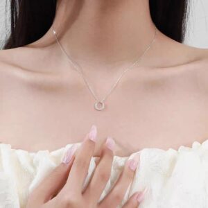 Women's Round Silver Pendant Necklace