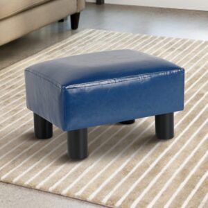 Small Modern PU Leather Ottoman Footstool with Padded Rectangular Footrest