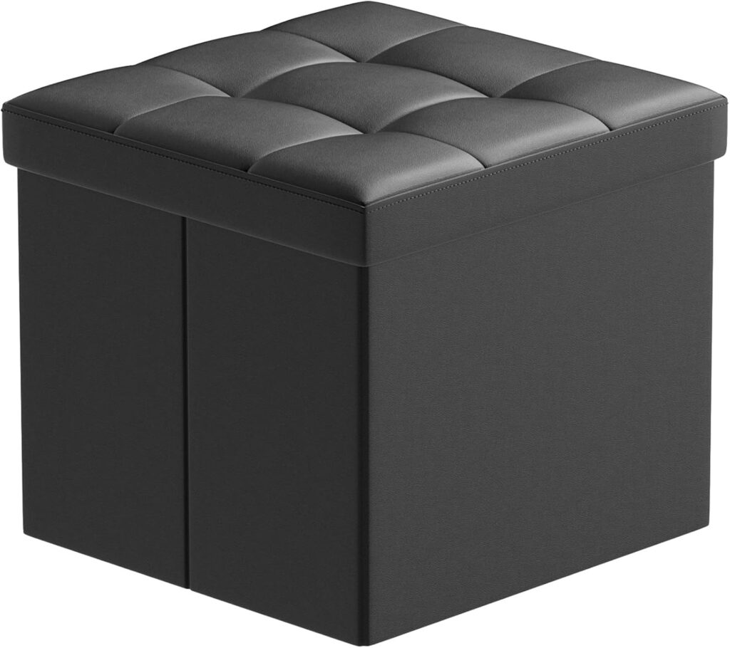 HomeHarmony Folding Storage Ottoman Seat, Stool, Toy Storage Box Faux Leather